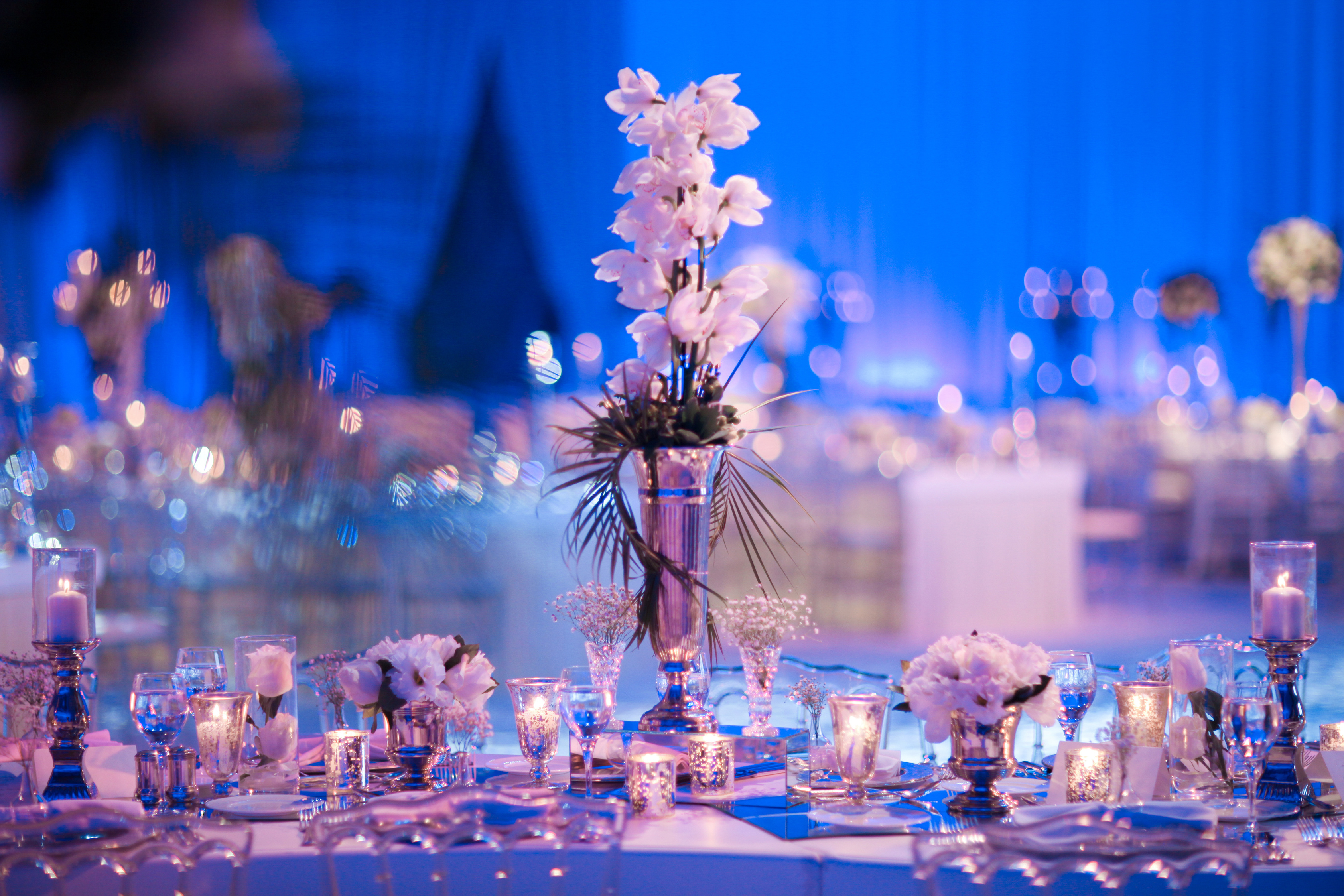 Table setting at a luxury wedding reception